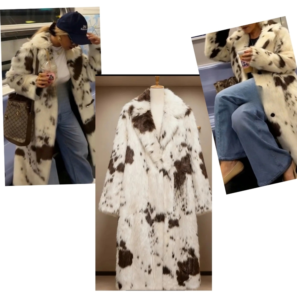 Chic Faux Fur Coat in Animal Print